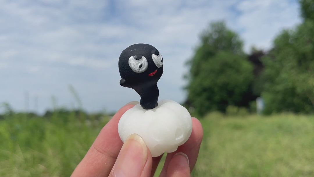Natural Crystal Whimsical Carving White Jade Pumpkin Ghost