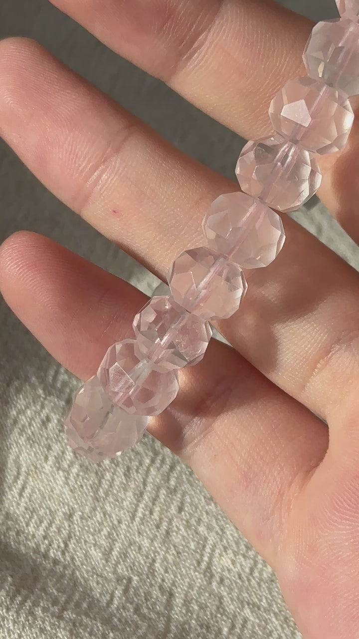 Rose Quartz Faceted Bracelet 9.3-9.8mm