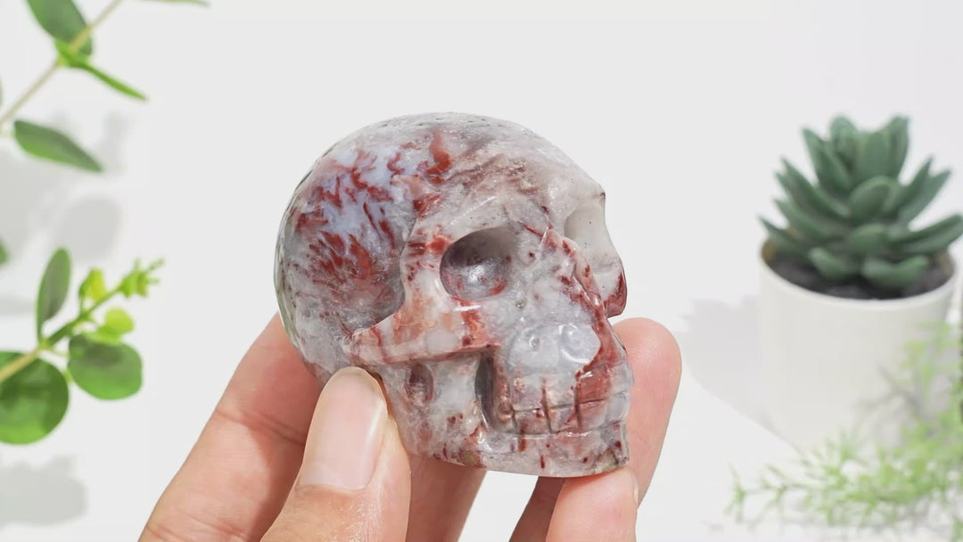 Unique,Natural Bold Ocean Jasper Skull Carving