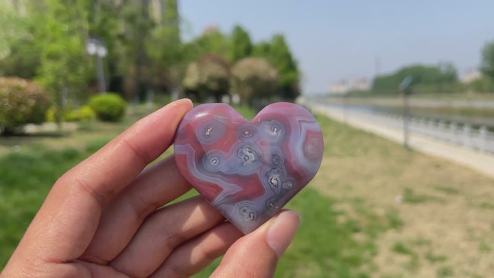 Natural African Red Agate Crystal Heart Carving