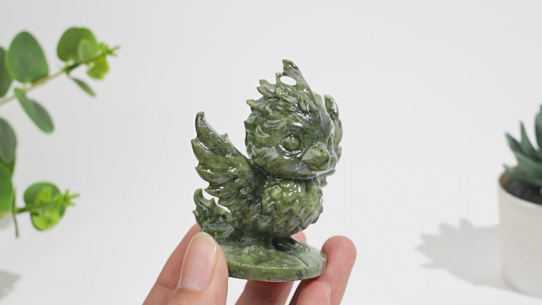 A Slightly Imperfect Natural Crystal Chubby Spread-Wing Phoenix Carving