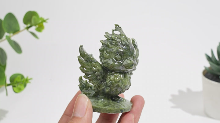 A Slightly Imperfect Natural Crystal Chubby Spread-Wing Phoenix Carving