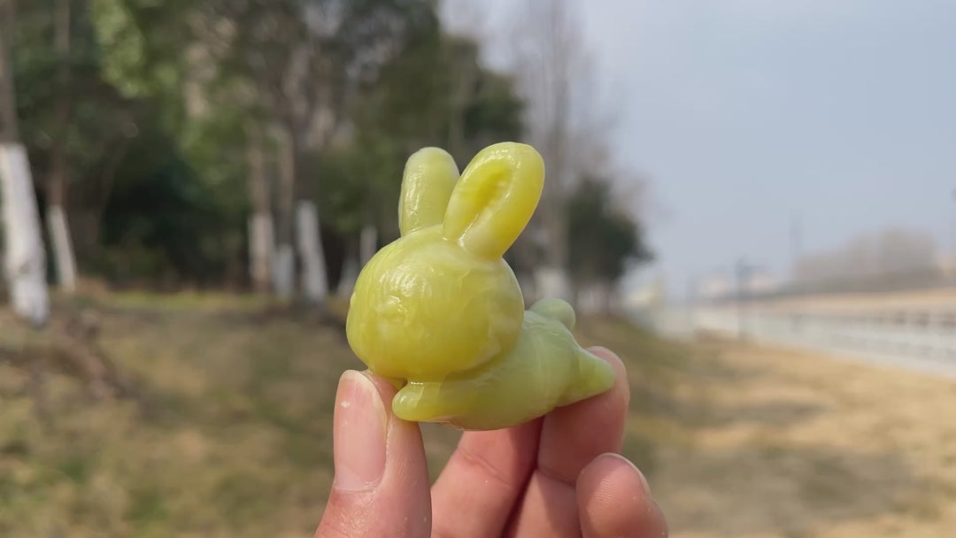 Natural Crystal Carving Running Rabbit