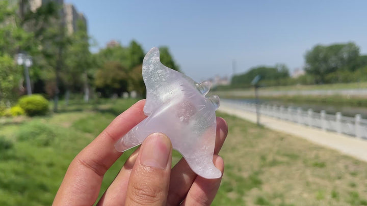 Natural Crystal Manta Ray Carving