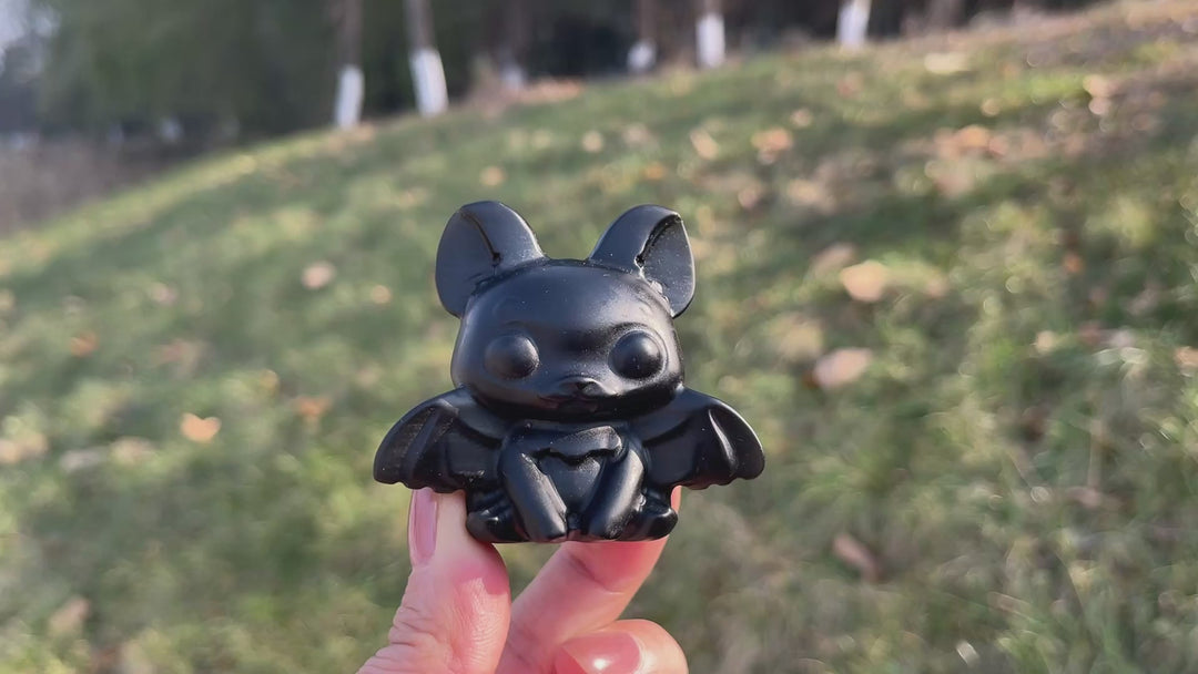 Natural Black Obsidian Bat Baby