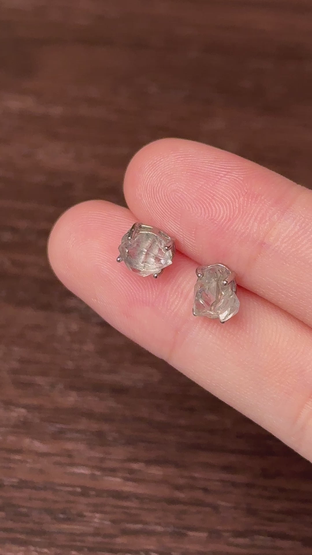 Diamond Quartz Organic Stud Earrings