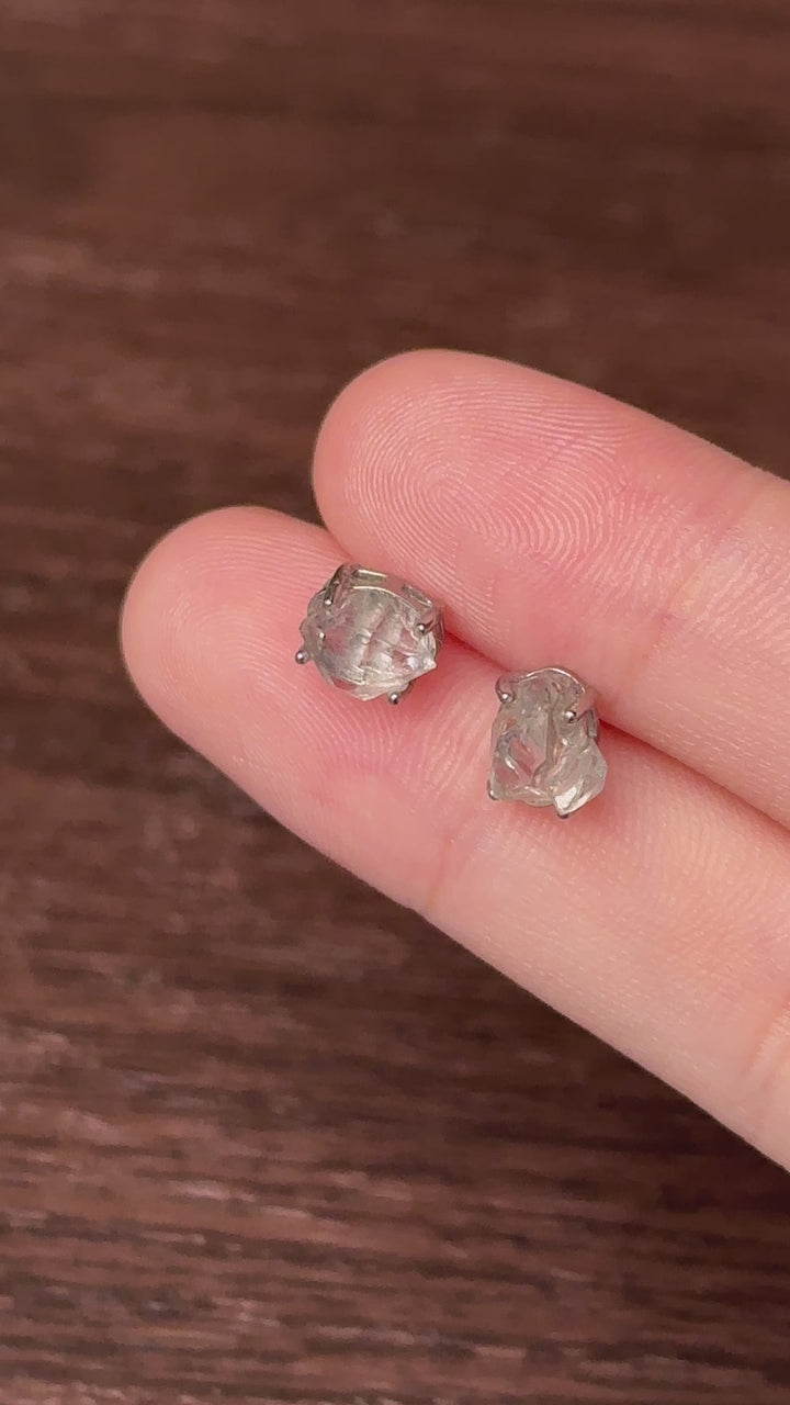 Diamond Quartz Organic Stud Earrings