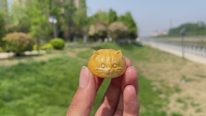 Natural Crystal Chubby Bun Cat Carving