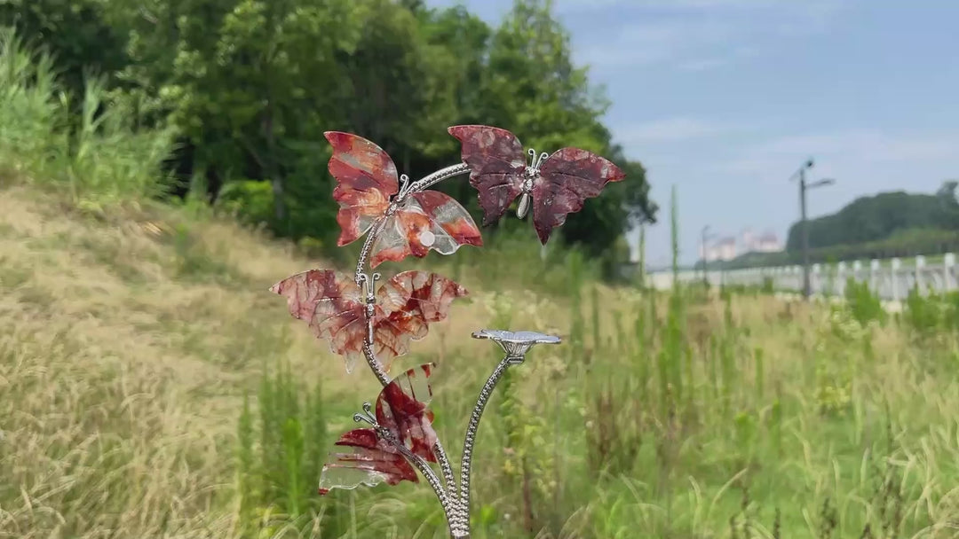 A Slightly Imperfect Natural Crystal Fire Quartz Butterfly Sphere Stand
