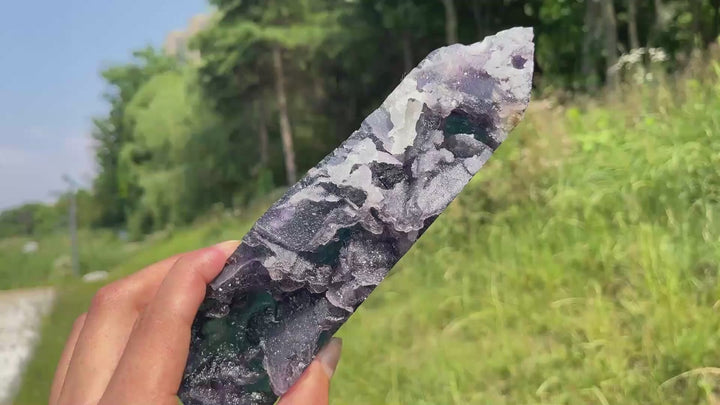 Imperfect,Unique Natural Fluorite Raw Crystal Point