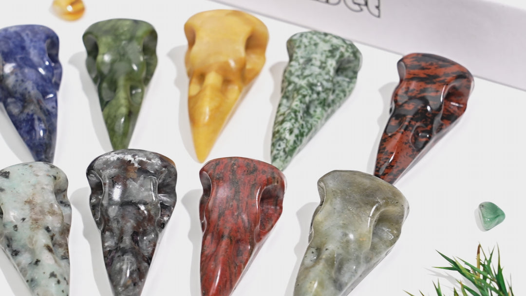 Natural Crystal Crow Skull Carving