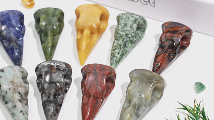 Natural Crystal Crow Skull Carving