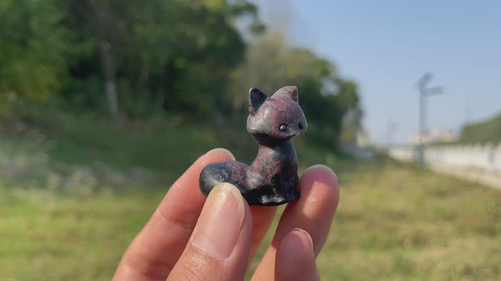 Natural Crystal Carving Mini Curly Tail Fox
