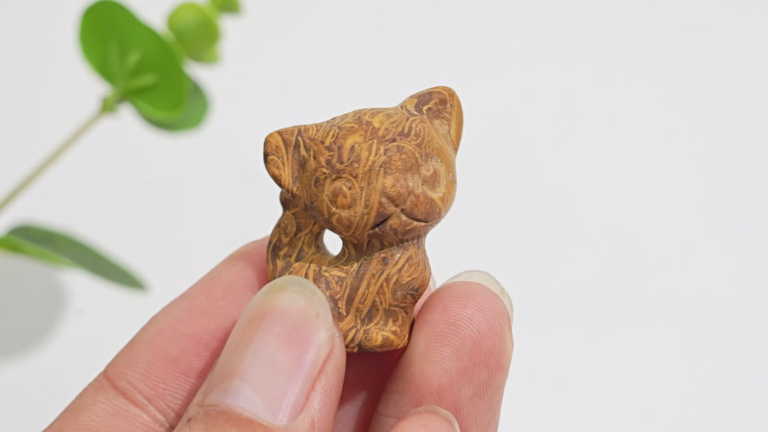 Natural Crystal Carving Hollow Out Cat