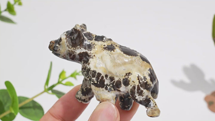 Natural Crystal Picture Jasper Hound Dog Carving