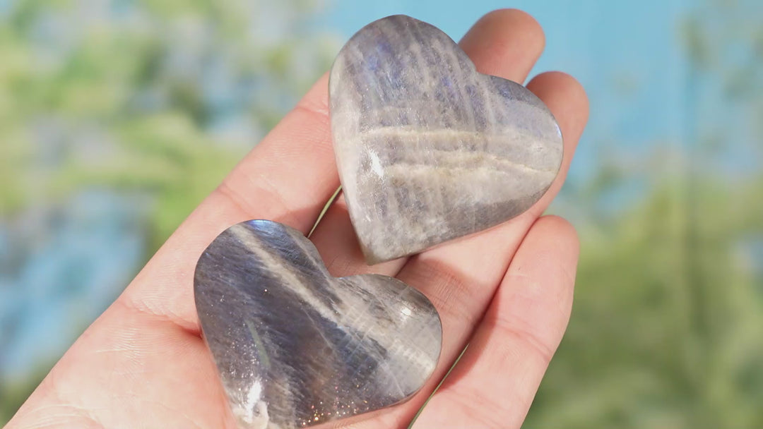 Natural Moonstone Heart Palm