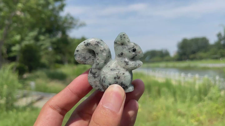 Natural Crystal Charming Squirrel Carving