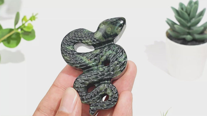 Natural Crystal Kambaba Jasper Serpent Carving