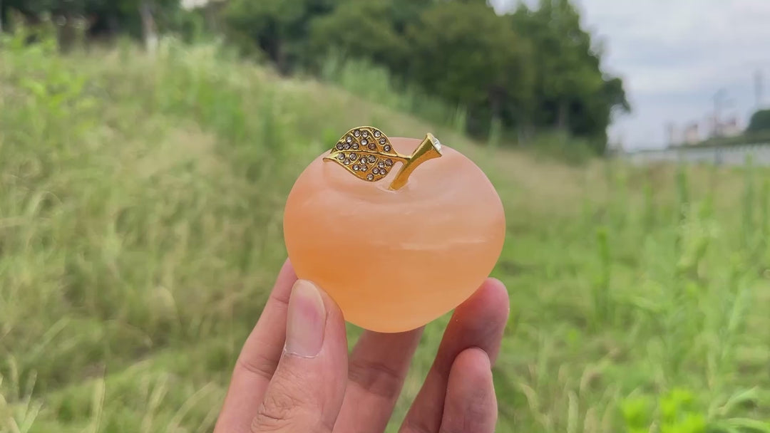 Natural Crystal Exquisite Selenite Apple Carving