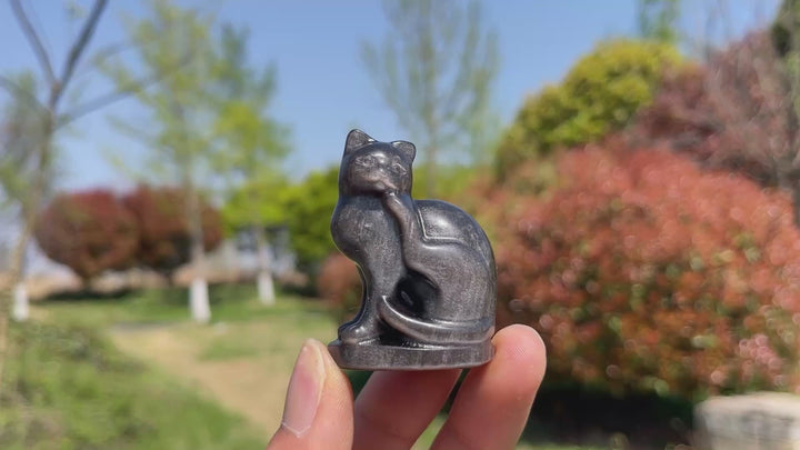 Natural Crystal Carving Kicking Cat