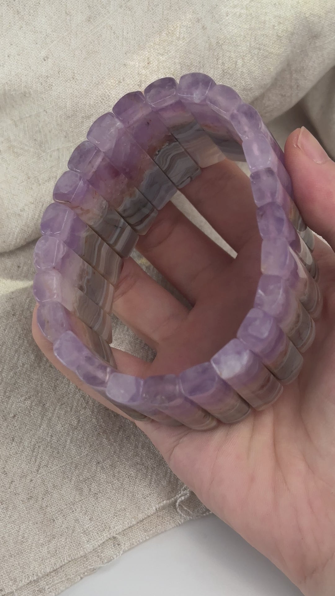 Amethyst Agate Square Bead Bracelet 5.6-6.9mm