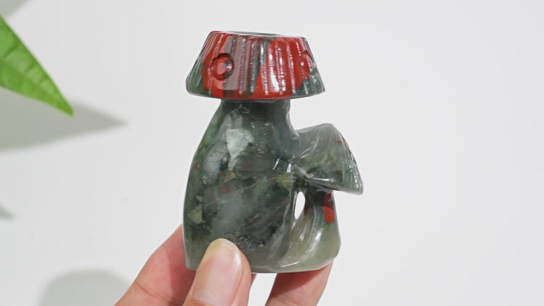 Natural Crystal Mushroom Sphere Holder Carving