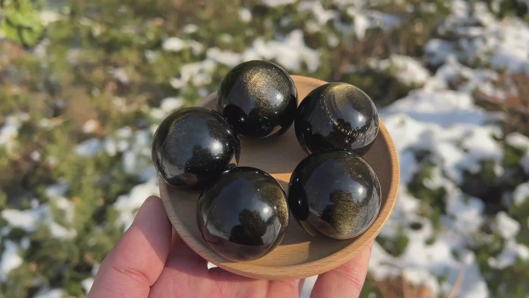 Natural Crystal Golden Obsidian Sphere