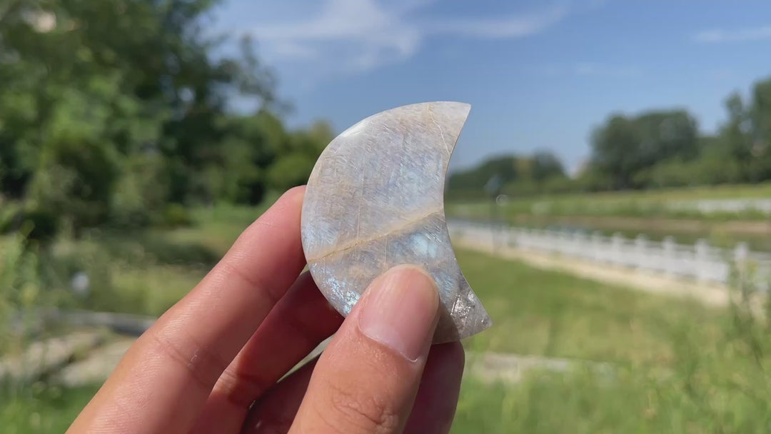 Natural Crystal Moonstone Small Moon