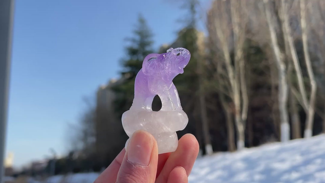 Natural Carving Amethyst Elephant