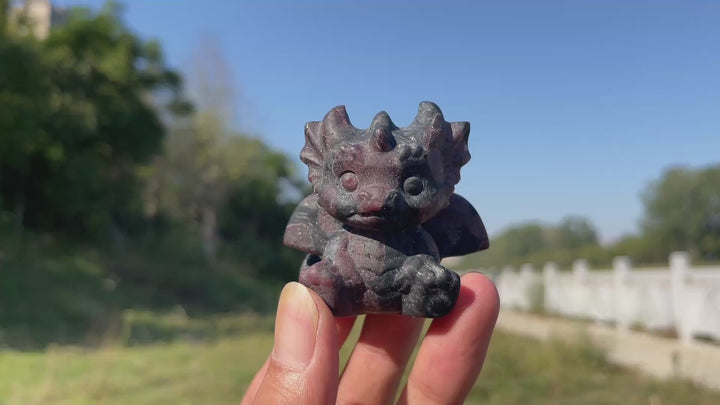 Natural Crystal Cute Chubby Baby Flying Dragon Carving