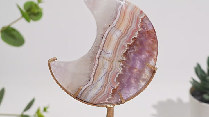 Unique,Natural Amethyst Agate Crystal Moon