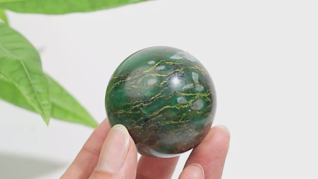 Natural Crystal Fuchsite In Quartz Sphere