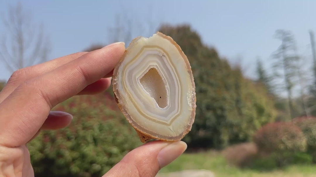 Natural Crystal Agate Geode Slice