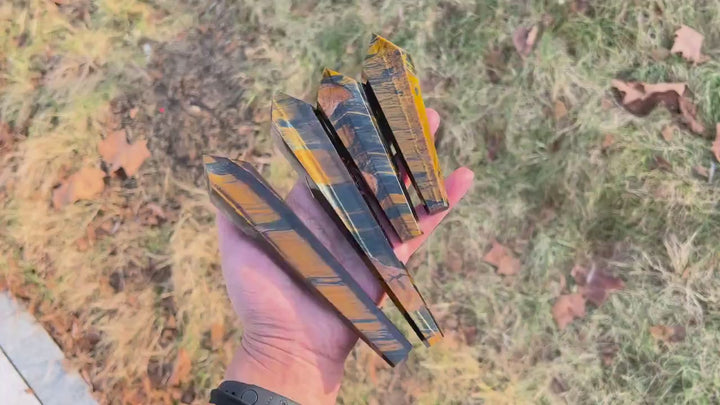 Natural Blue and Yellow Tiger's Eye Wand