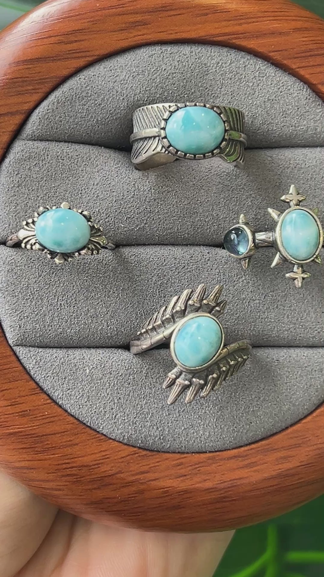 Natural Larimar Ring, S925-2