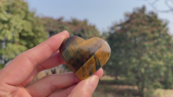 Natural Crystal Blue and Yellow Tiger's Eye Heart