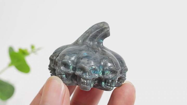 A Slightly Imperfect Natural Crystal Carving Labradorite Pumpkin Skull
