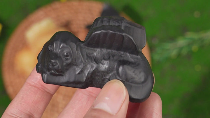 Natural Crystal Carving Sleeping Angel Cat & Dog