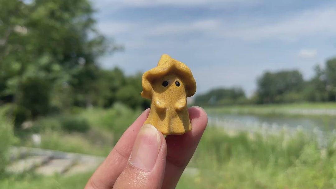 Natural Crystal Lovely Hatted Ghost Carving