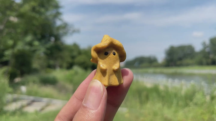 Natural Crystal Lovely Hatted Ghost Carving