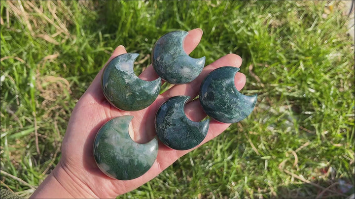 Natural Moss Agate Moon