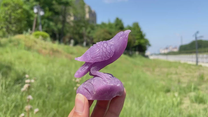 Unique,Natural Crystal Lepidolite Bird Carving