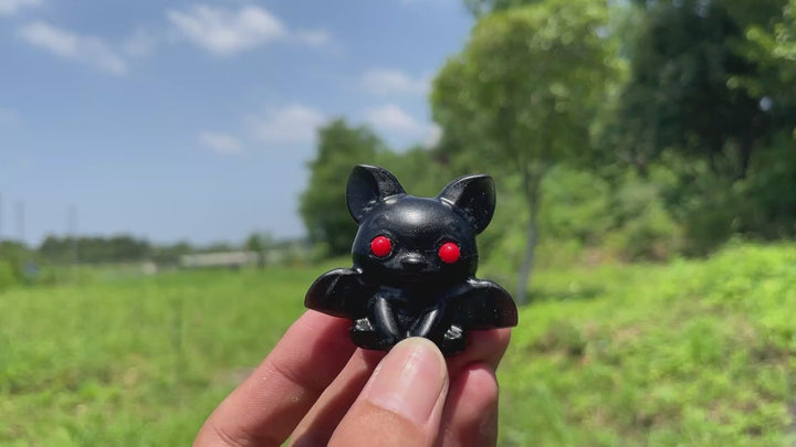Natural Cute Cartoon Bat Crystal Carving
