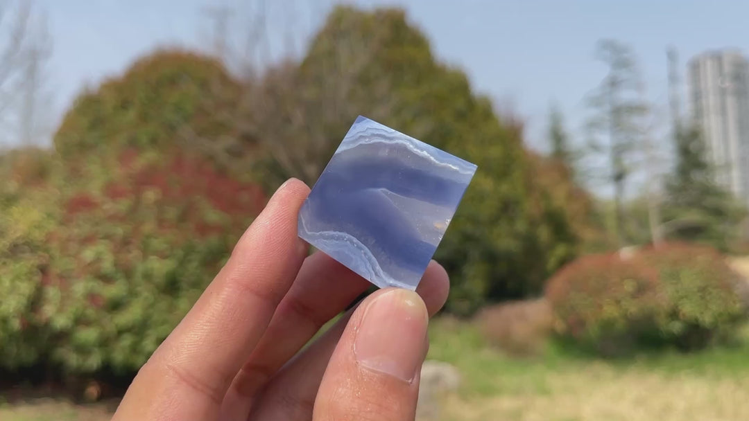 Unique, Natural Crystal Top Blue Agate Freeform