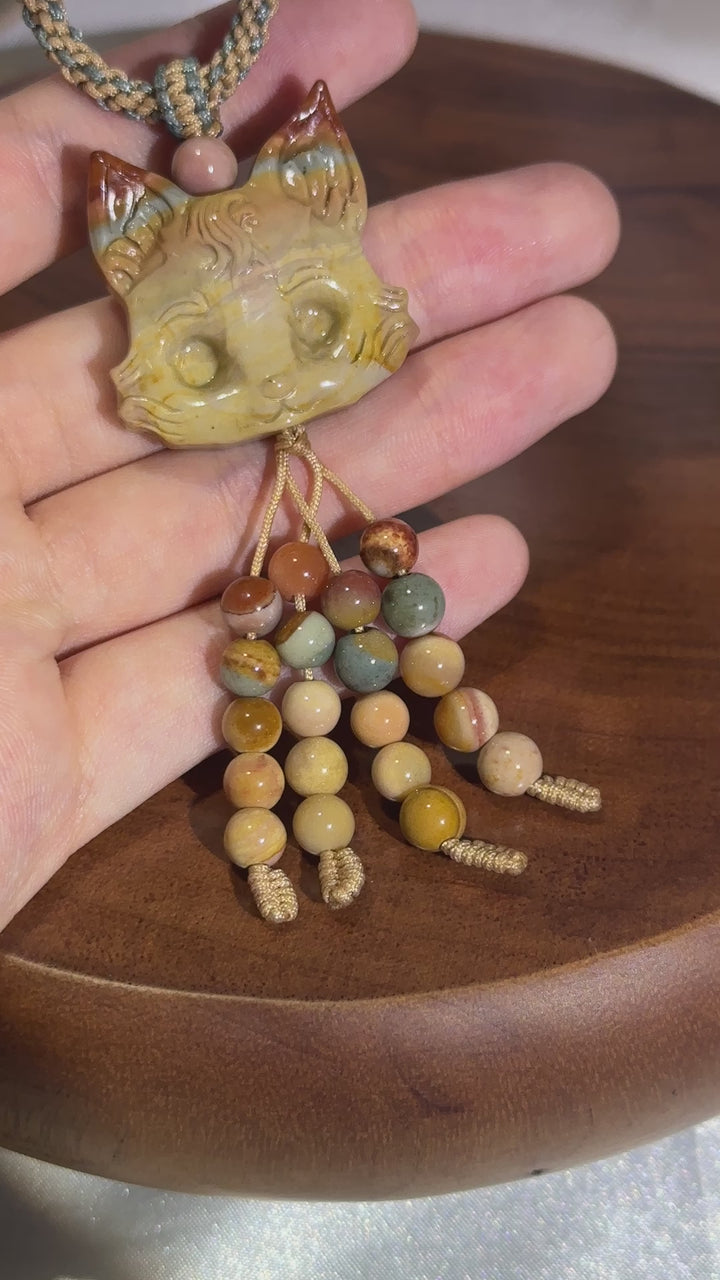 Natural Alashan Agate Fox Pendant