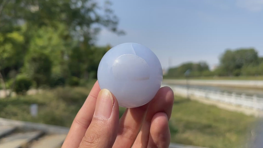 Natural Crystal Blue Chalcedony Sphere