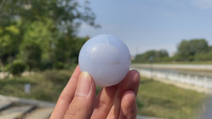 Natural Crystal Blue Chalcedony Sphere
