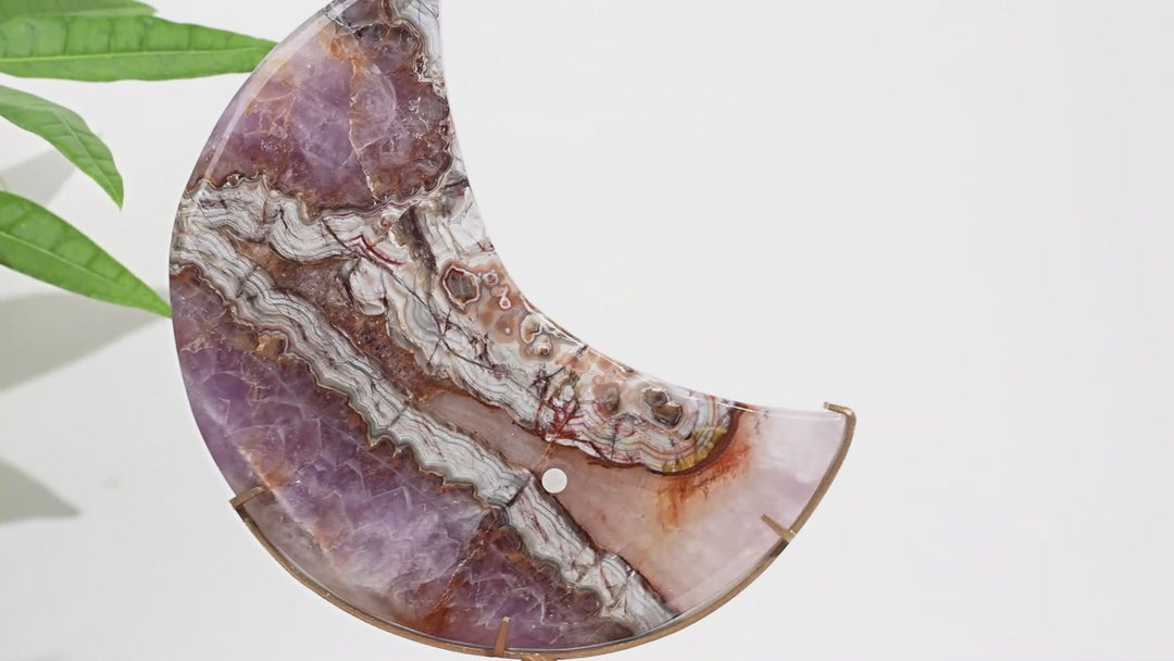 Unique,A Slightly Imperfect Natural Crystal Amethyst Agate Moon
