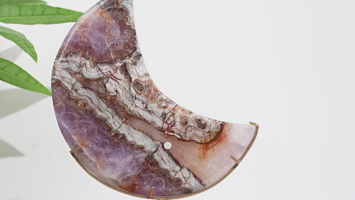 Unique,A Slightly Imperfect Natural Crystal Amethyst Agate Moon