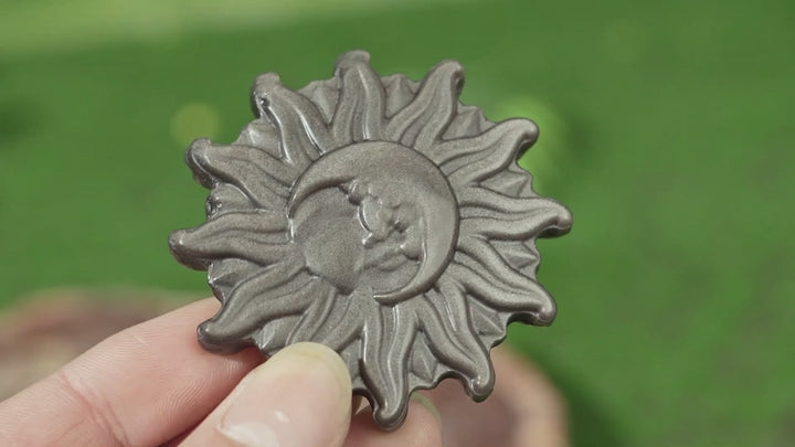 Natural Carving Silver Obsidian Sun & Moon
